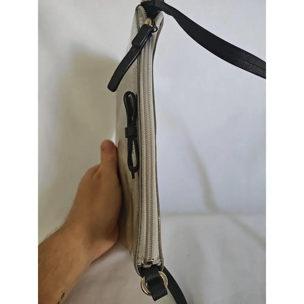 Kate Spade‎ Shoulder Bag Champagne Gold Ribbon PVC Silver Leather strap